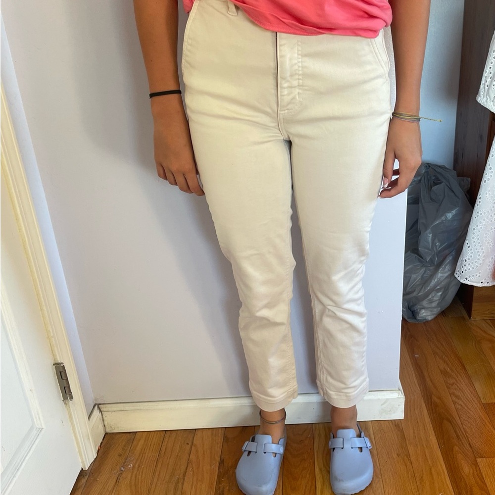 Everlane The Straight Leg Crop Pants in sandstone size: 4